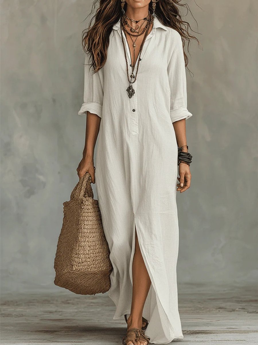 Serena | Casual e fluido Abito Maxi a maniche lunghe