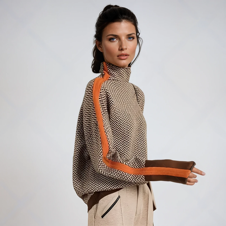 Clara | Sweaters – Modern Striped Turtleneck Design