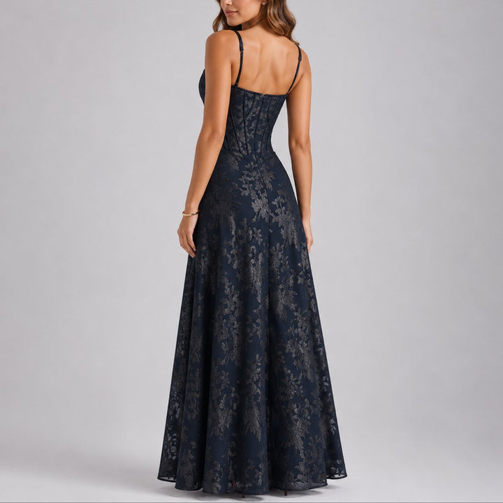 Valentina | Elegantes florales langes Kleid für Herbsthochzeiten