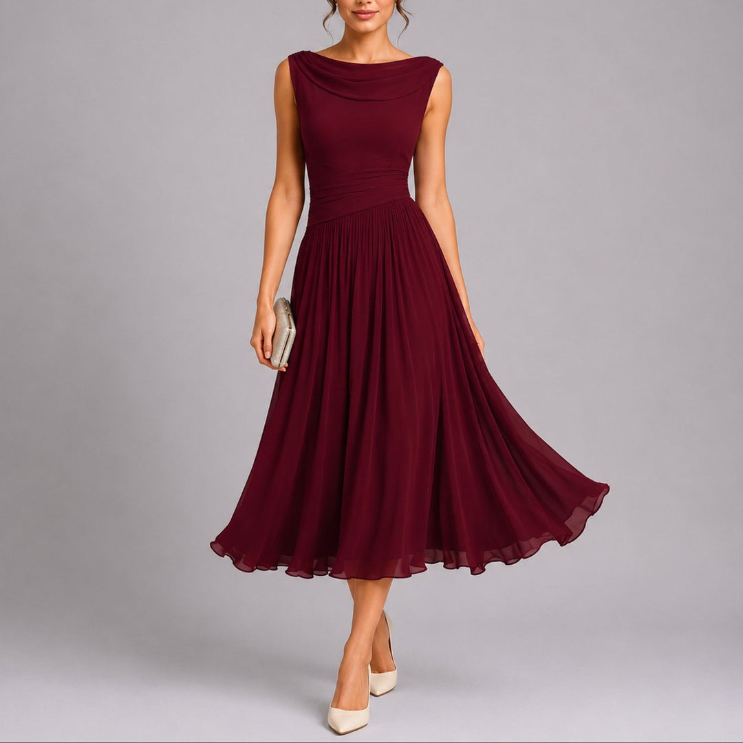 Elisa | Abito Midi Plissettato Elegante per Matrimonio Autunnale