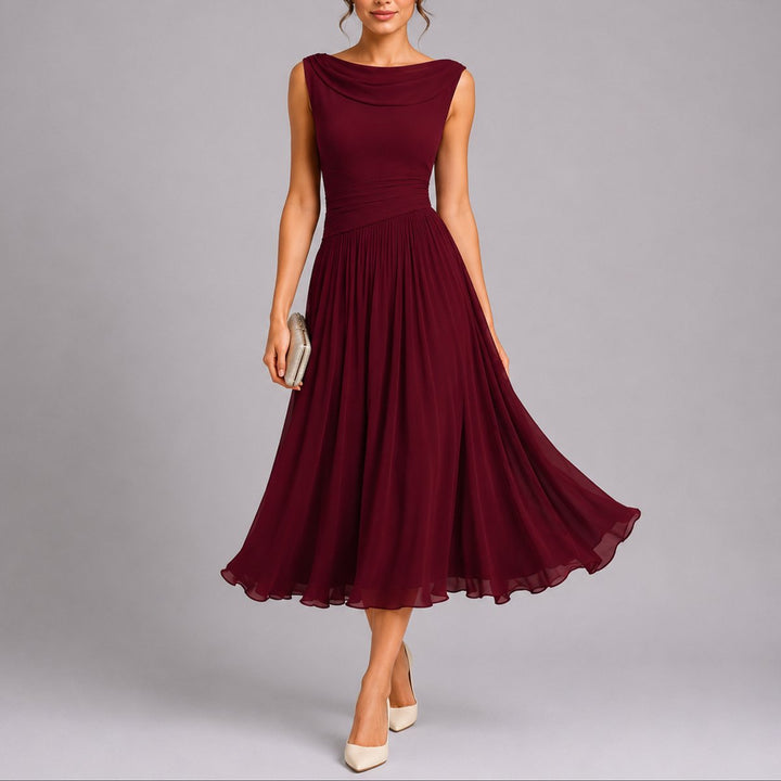 Elisa | Abito Midi Plissettato Elegante per Matrimonio Autunnale