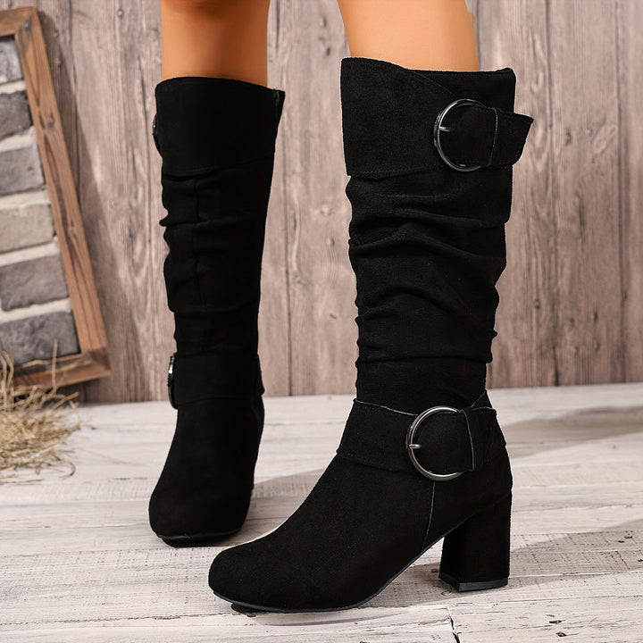 Martina | Soft Knee-High Boots with Double Buckle