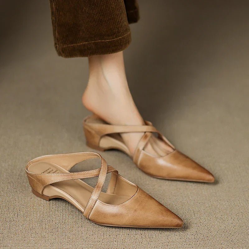 Serena | Mules Eleganti in Vera Pelle con Fasce Incrociate