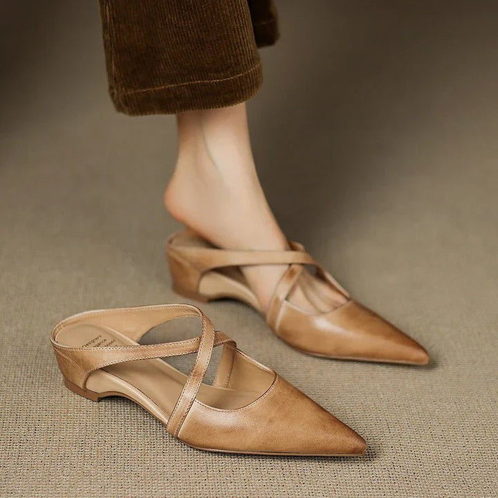 Serena | Mules Eleganti in Vera Pelle con Fasce Incrociate