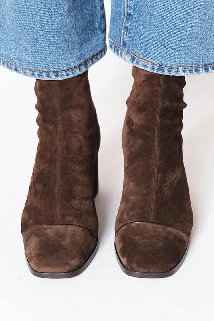 Valentina | Contemporary Suede Ankle Boots with Square Toe