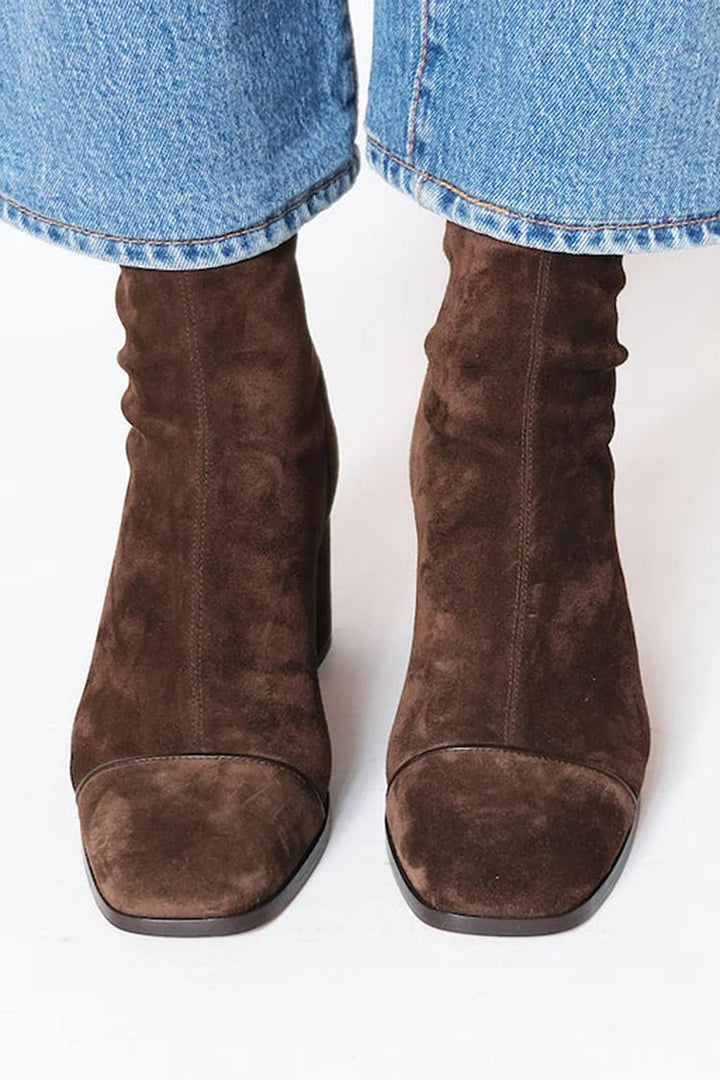 Valentina | Contemporary Suede Ankle Boots with Square Toe