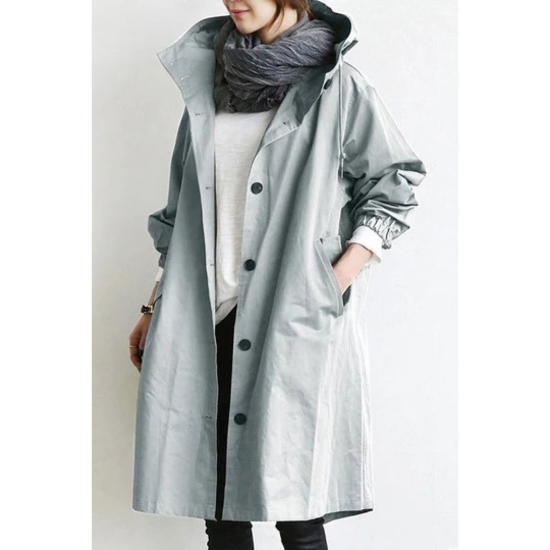 Elizabeth | Trench lungo con cappuccio comodo e funzionale