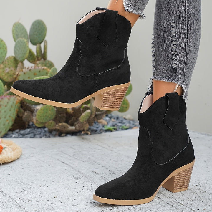 Victoria | Taupe Suede-Look Western Chelsea Ankle Boots