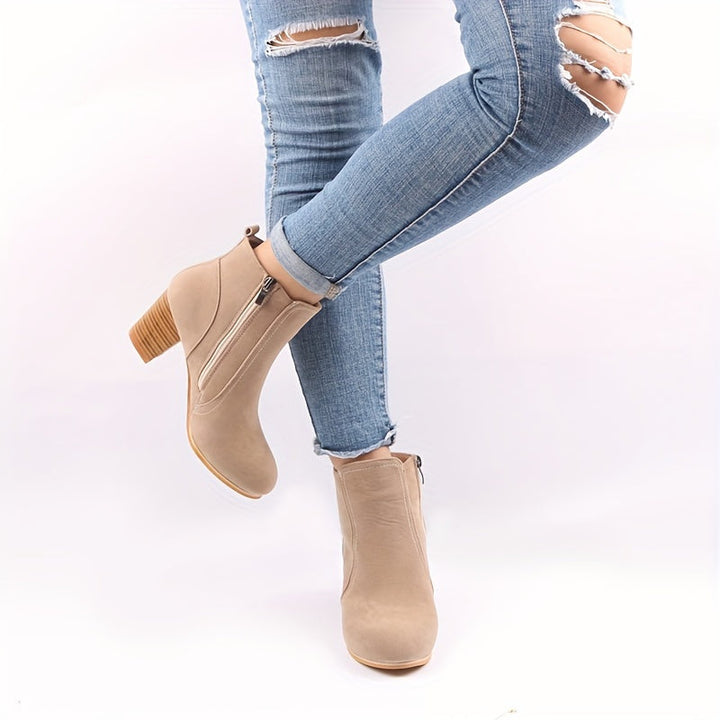 Claudia | Versatile Suede Ankle Boots with Block Heel