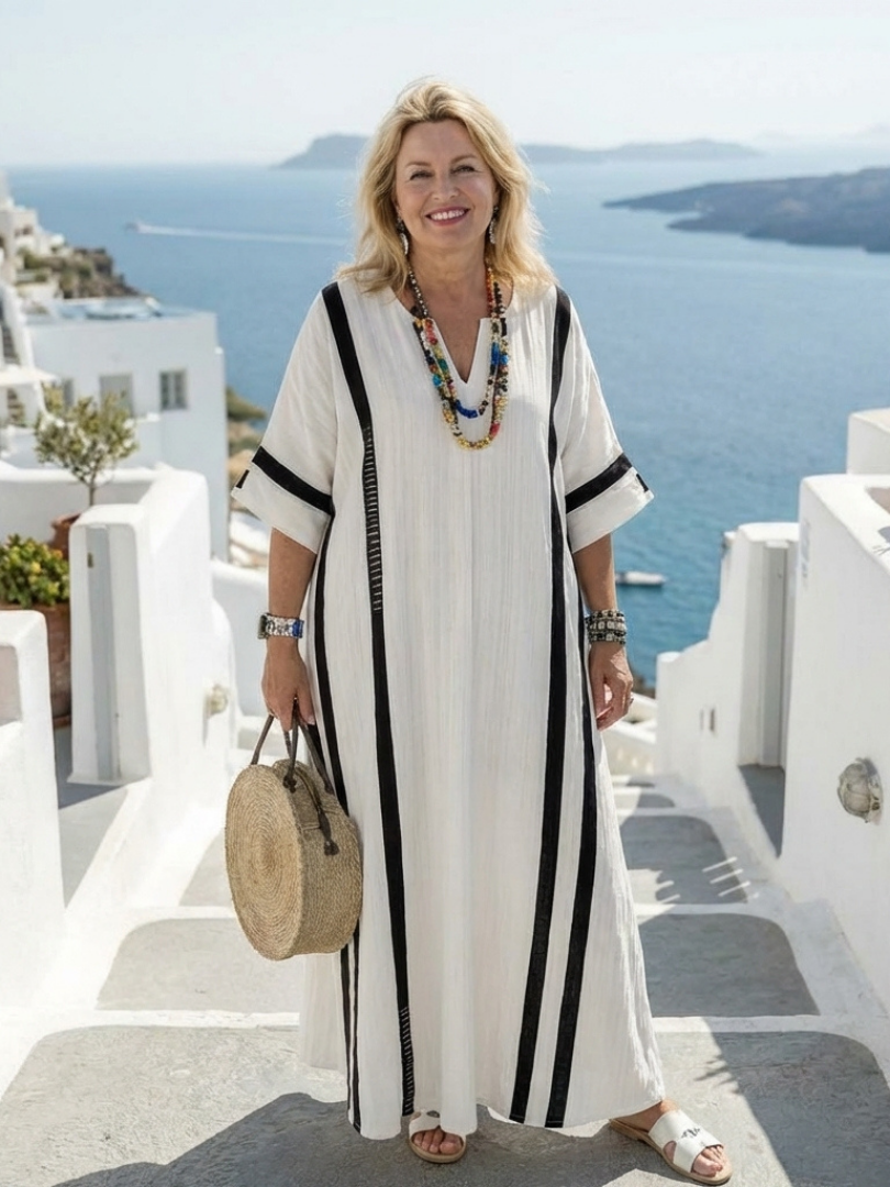 Elvienne | Maxi Dress – Color Block Striped Design