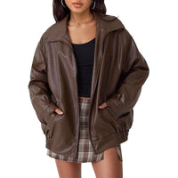 Aurora | Oversize Giacca di Pelle Bomber da Donna