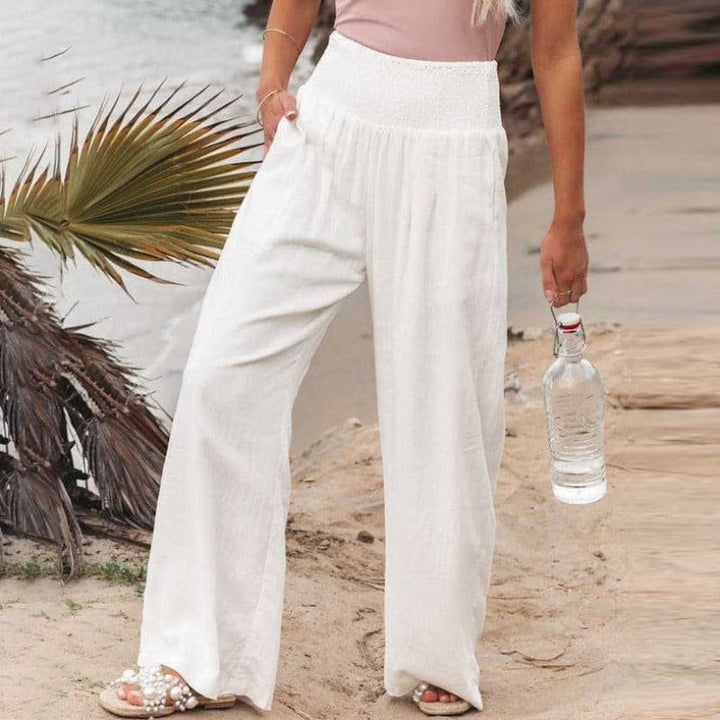 Mandy | Pantaloni Donna in Lino e Cotone a Gamba Larga