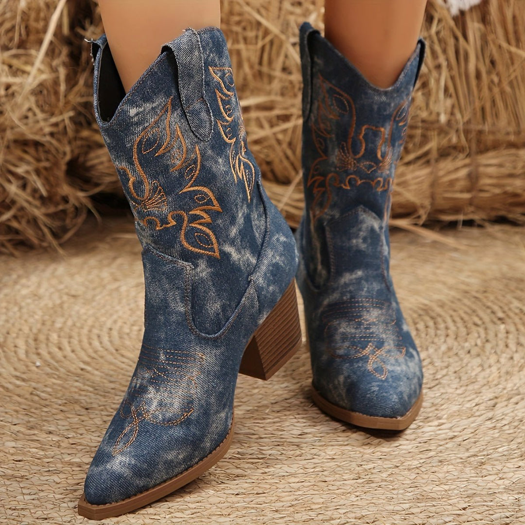 Aurora | Stivali da Cowboy Western da Donna con Ricami Floreali