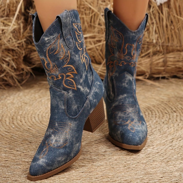 Aurora | Stivali da Cowboy Western da Donna con Ricami Floreali