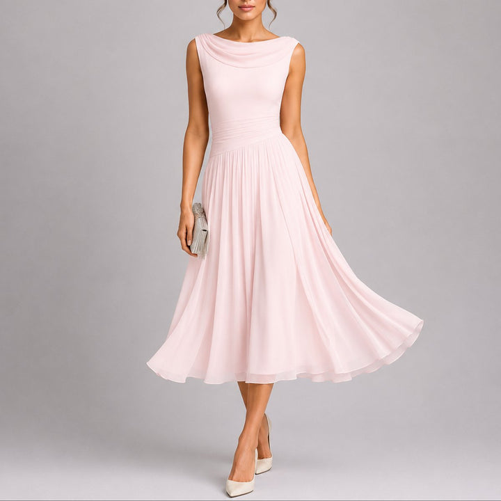 Elisa | Abito Midi Plissettato Elegante per Matrimonio Autunnale