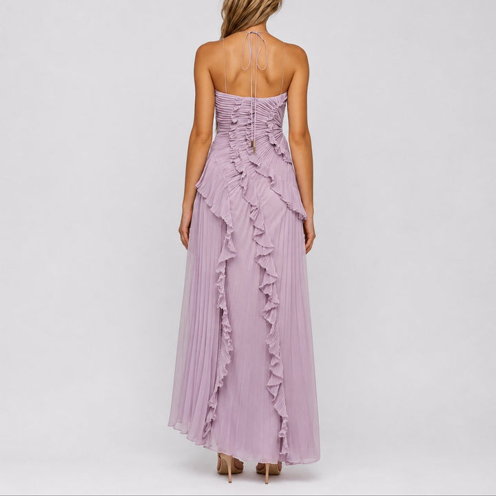Martina | Pleated Maxi Dress with Ruffles for a Fall Wedding