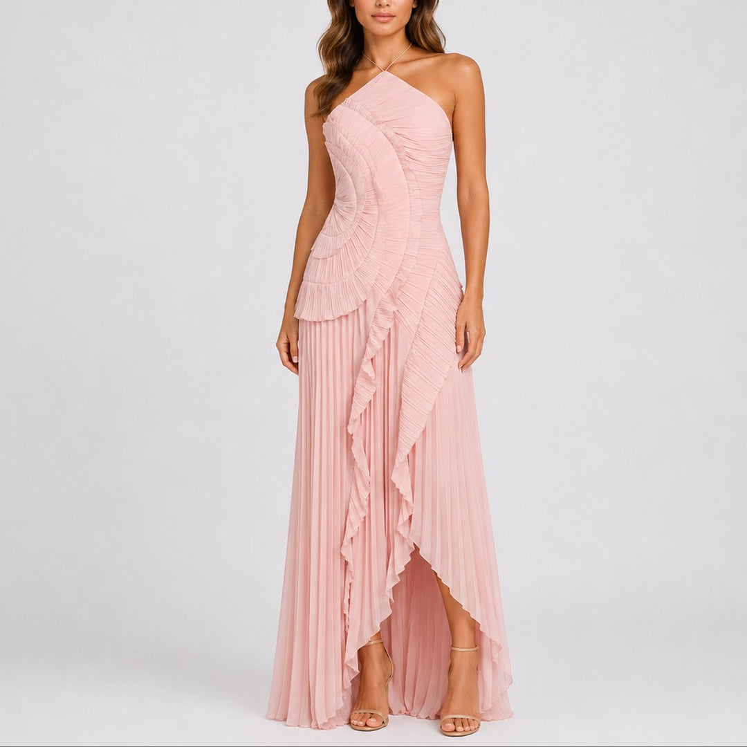 Martina | Pleated Maxi Dress with Ruffles for a Fall Wedding