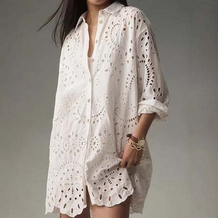 Valentina | Camicia Tunica Donna con Dettagli Sangallo