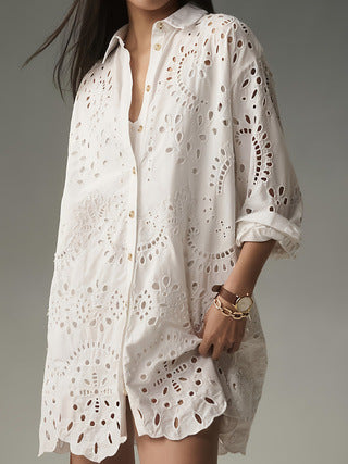 Valentina | Camicia Tunica Donna con Dettagli Sangallo