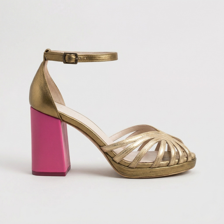 Megan | Sandali con Tacco a Blocco – Design Intrecciato per Donne