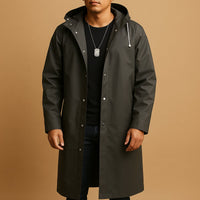 Klaus | Lange wasserdichte Herrenjacke mit Kapuze