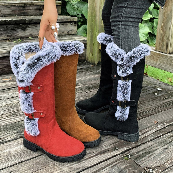 Isabella | Warm Faux Suede Knee-High Boots with Fur Trim