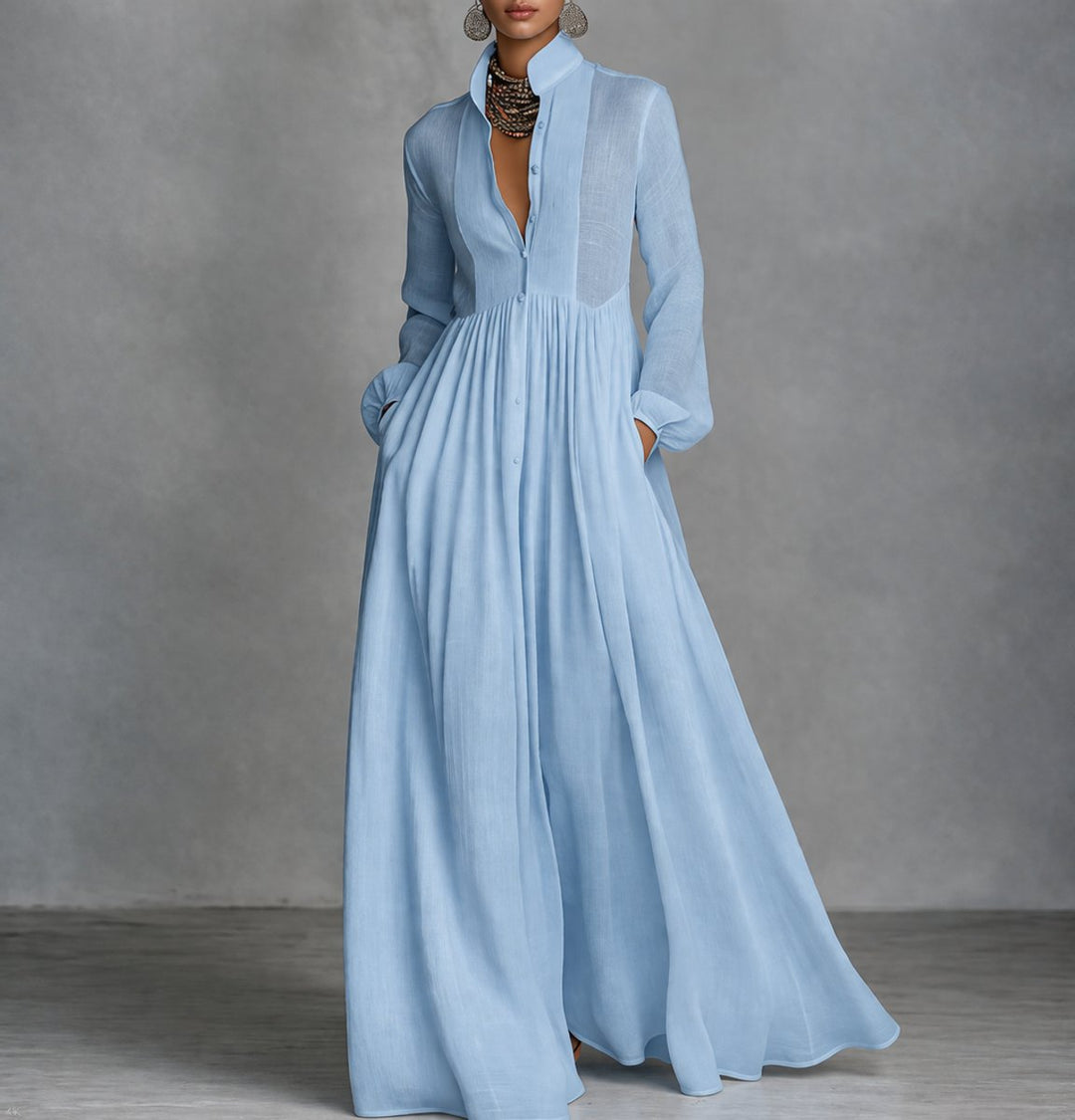 Beatrice | Elegant Long-Sleeve Shirt Maxi Dress