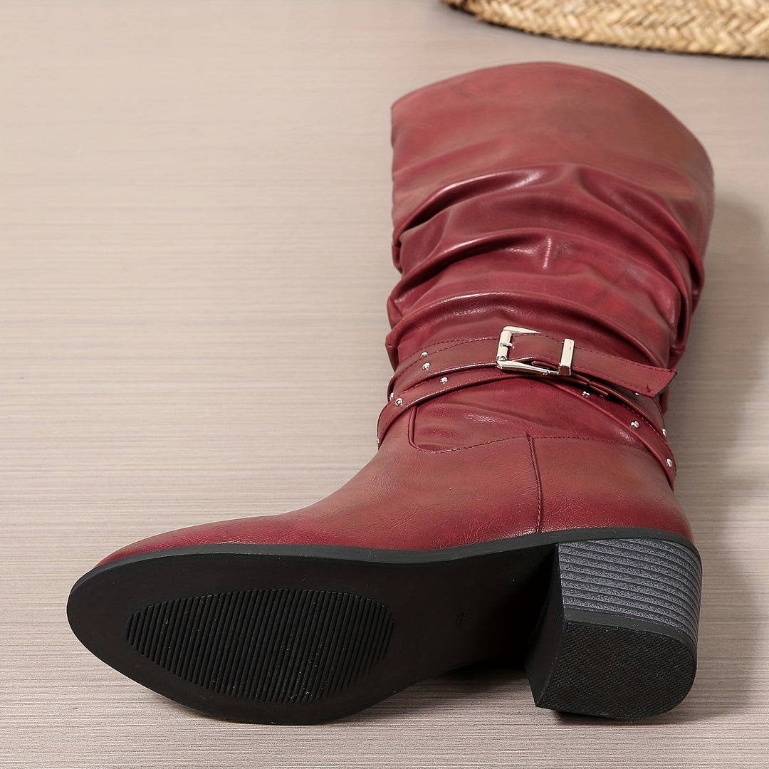 Beatrice | Slouchy Knee-High Boots with Studded Buckle