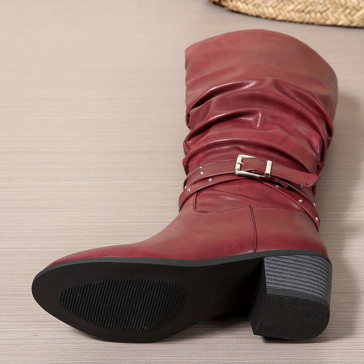 Beatrice | Slouchy Knee-High Boots with Studded Buckle