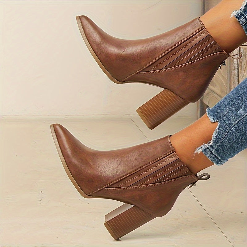 Clara | Pointed-Toe Ankle Boots with Block Heel