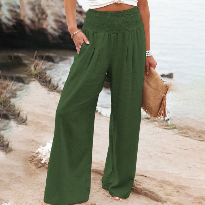 Mandy | Pantaloni Donna in Lino e Cotone a Gamba Larga