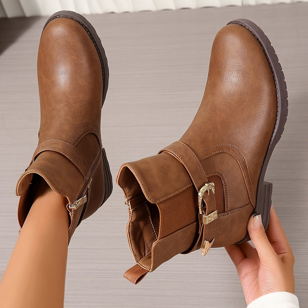 Mandy | Western-Stiefeletten mit Schnalle und Blockabsatz