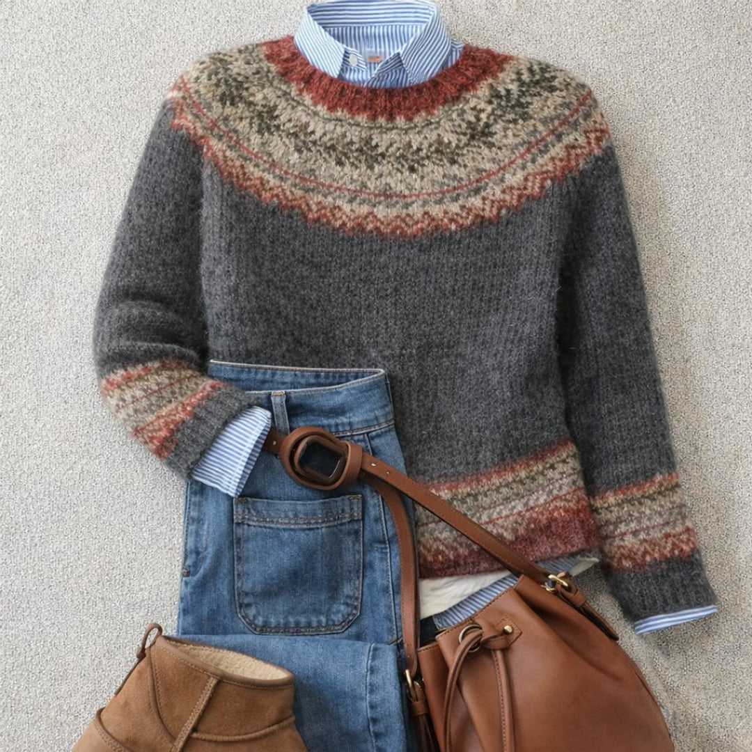 Clara | Maglione Donna in Maglia con Motivo Nordico