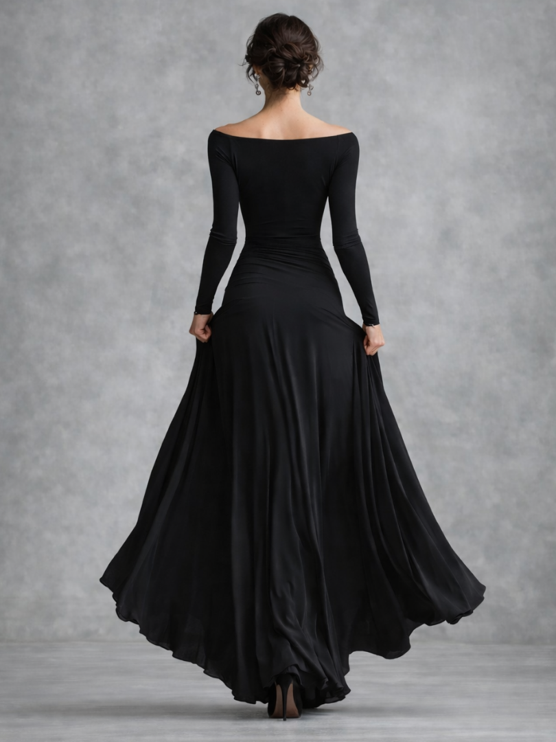 Maris | Maxi Dress – Elegant Draped Long Sleeve Style