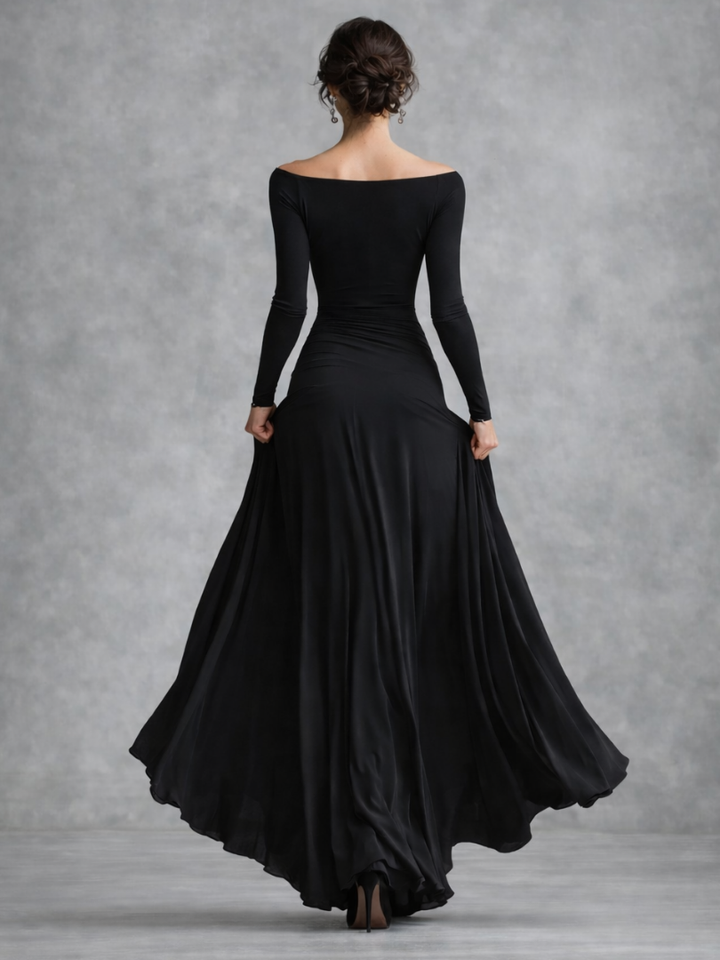 Maris | Maxi Dress – Elegant Draped Long Sleeve Style