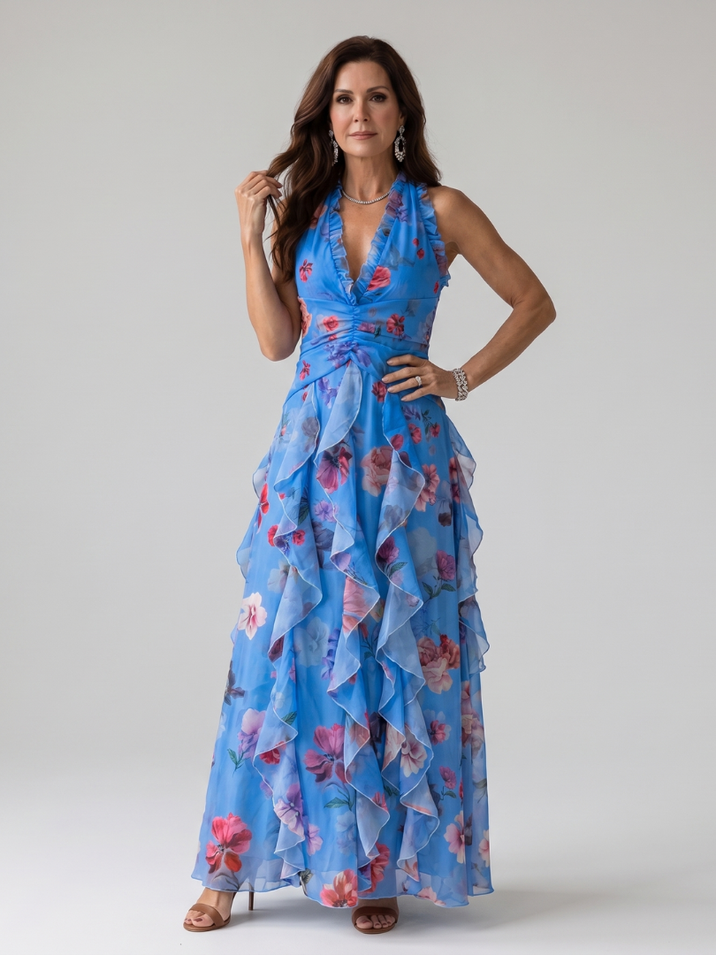 Nori | Maxi Dress – Floral Halter Neck Design