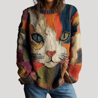 Mia | Maglione in Maglia Colorato con Motivo Gatto