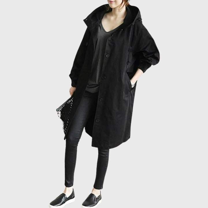 Christina | Langer wasserabweisender Trenchcoat mit Kapuze