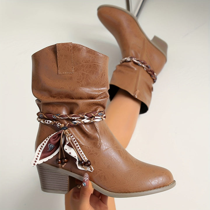 Beatrice | Casual Slouch Ankle Boots with Bandana Detail