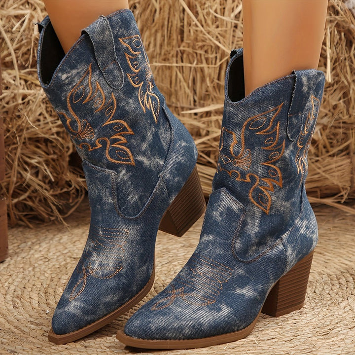 Aurora | Stivali da Cowboy Western da Donna con Ricami Floreali