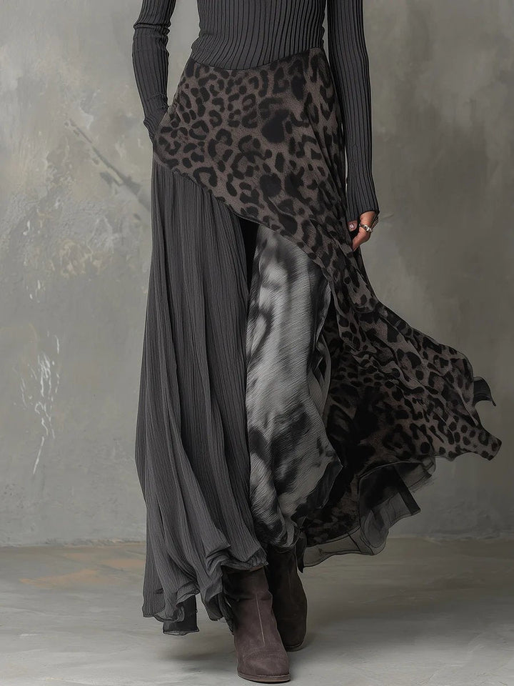 Mila | Boho-Maxikleid mit langen Ärmeln und Animalprint-Rock