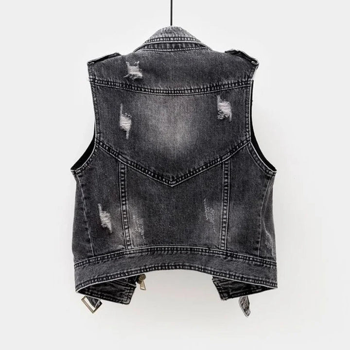 Anthony | Gilet in Denim Vintage con Zip Asimmetrica