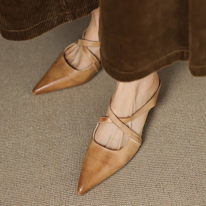 Serena | Mules Eleganti in Vera Pelle con Fasce Incrociate