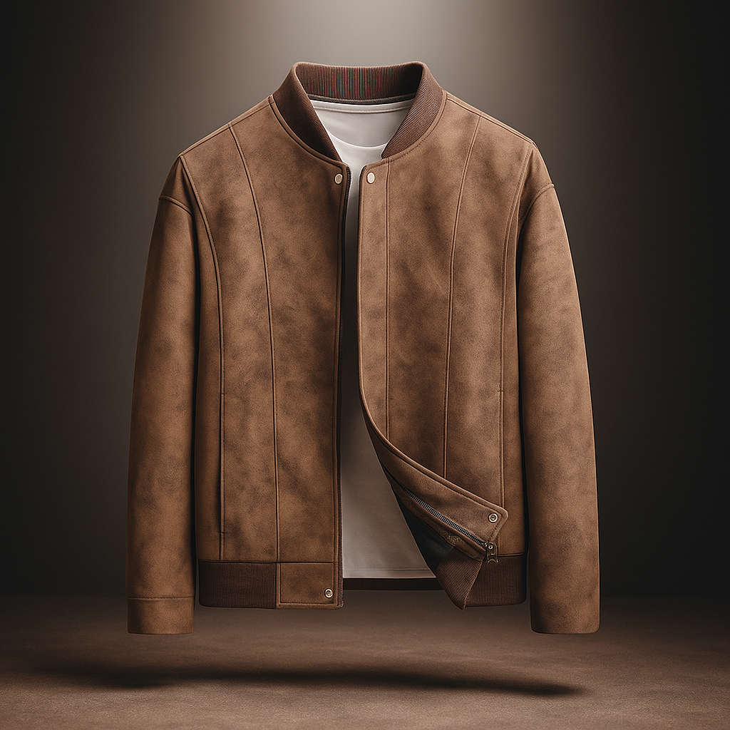 Olyndra | Bomber Jacket – Soft Vegan Suede Design