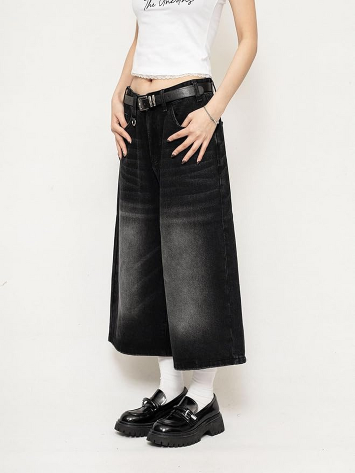 Diana | Jeans Culotte Donna in Denim a Gamba Larga