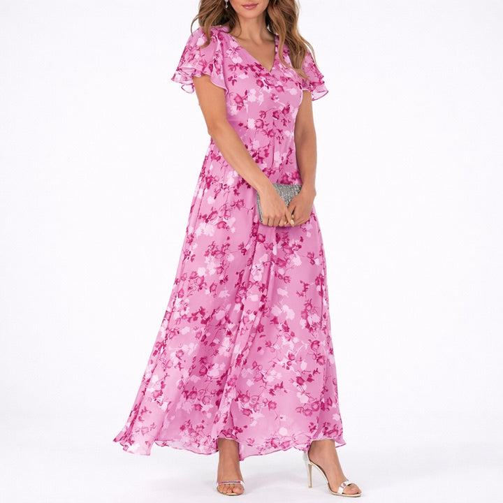 Camilla | Abito Maxi Floreale Elegante per Matrimonio Autunnale