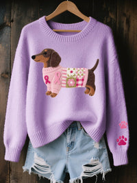 Eliana | Maglione in Maglia Oversize con Motivo Bassotto