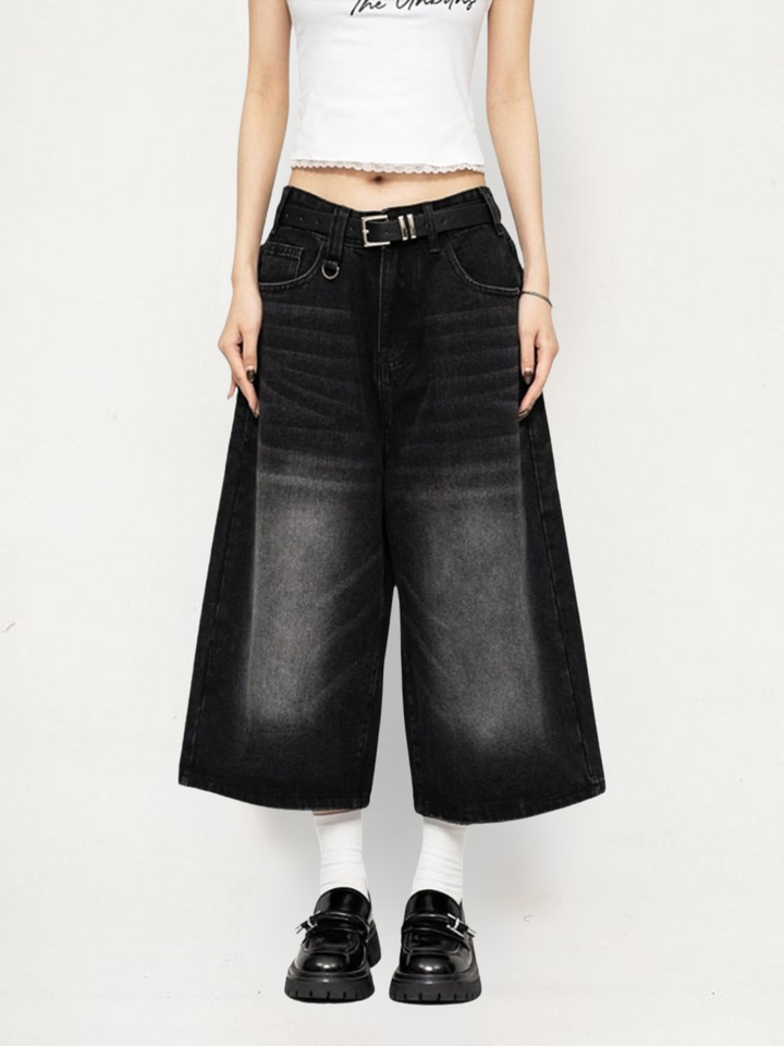 Diana | Jeans Culotte Donna in Denim a Gamba Larga