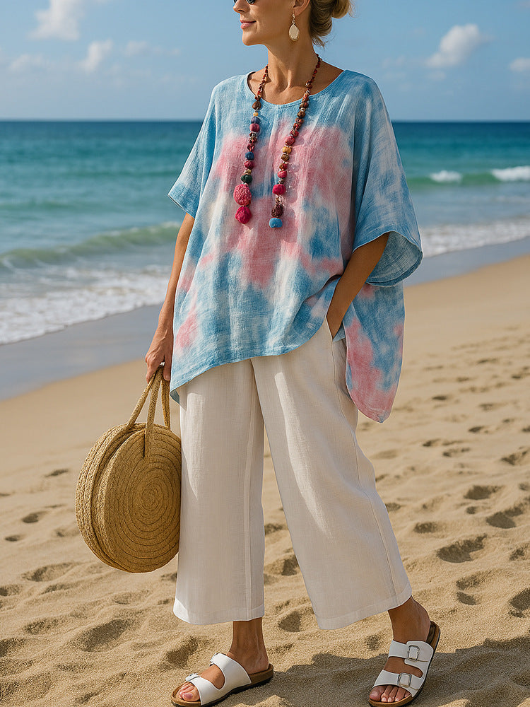 Camilla | Tunica Top Donna Asimmetrica Leggera con Sfumatura