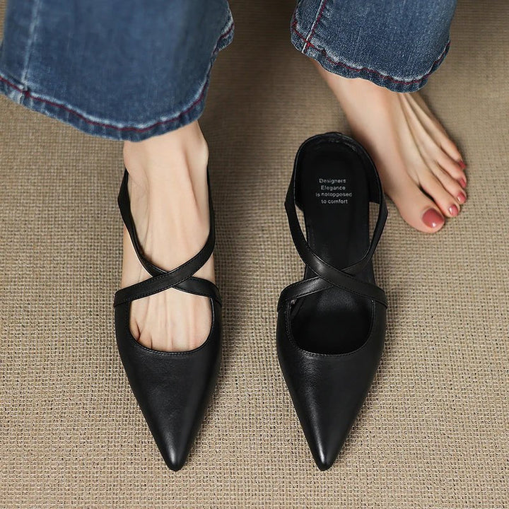 Serena | Mules Eleganti in Vera Pelle con Fasce Incrociate